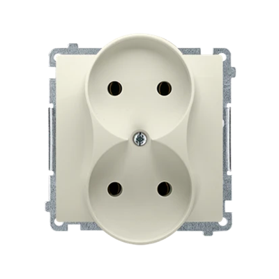 Double socket-outlet (module), 230V, beige