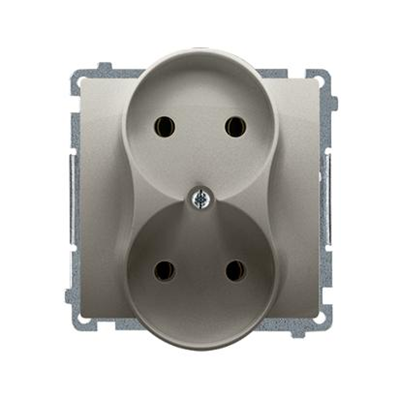 Double socket-outlet (module), 230V, metallic satin