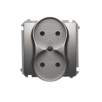 Double socket-outlet (module), 230V, metallic satin