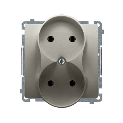 Double socket-outlet (module), 230V, metallic satin