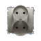 Double socket-outlet (module), 230V, metallic satin