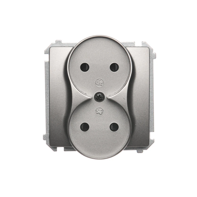 Double socket-outlet (module), 230V, metallic satin