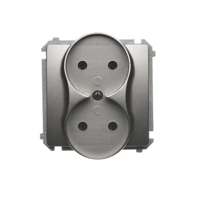 Double socket-outlet (module), 230V, metallic satin
