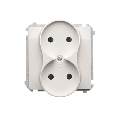 Double socket-outlet (module), 230V, white