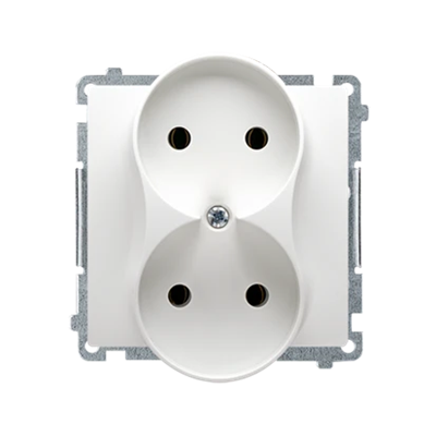 Double socket-outlet (module), 230V, white