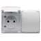 Double socket outlet with earthing (2x2P+E) n/t IP44 white with a white flap, Koala