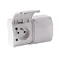 Double socket outlet with earthing (2x2P+E) n/t IP44 white with a white flap, Koala