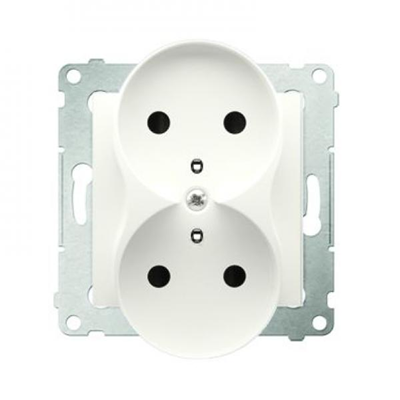 Double socket outlet with earthing and shutters (module) 16A 250V cream