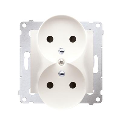 Double socket outlet with earthing and shutters (module) 16A 250V cream