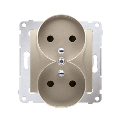 Double socket outlet with earthing and shutters (module) 16A 250V screw terminals gold (metallic)