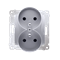 Double socket outlet with earthing and shutters (module) 16A 250V silver (metallic)