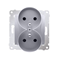 Double socket outlet with earthing and shutters (module) 16A 250V silver (metallic)