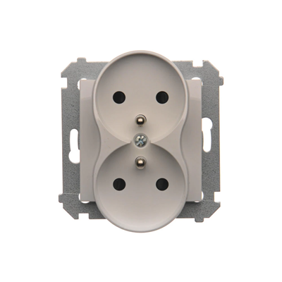 Double socket outlet with earthing and shutters (module) 16A 250V white