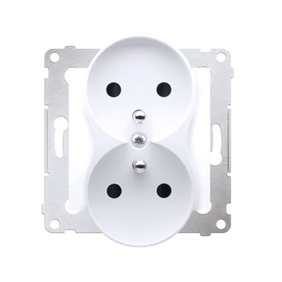 Double socket outlet with earthing and shutters (module) 16A 250V white