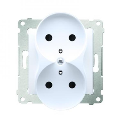 Double socket outlet with earthing and shutters (module) 16A 250V white