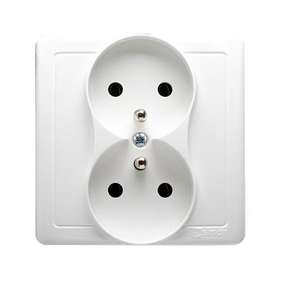 Double socket outlet with earthing complete 230, white