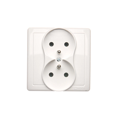 Double socket outlet with earthing complete 230, white