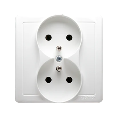 Double socket outlet with earthing complete 230, white