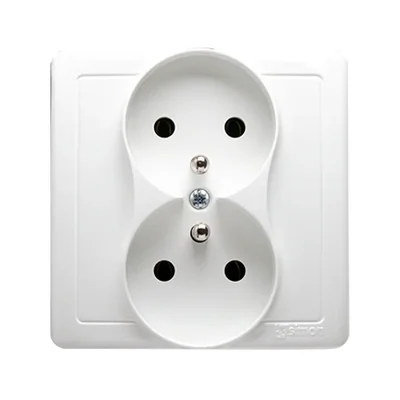Double socket outlet with earthing complete 230, white