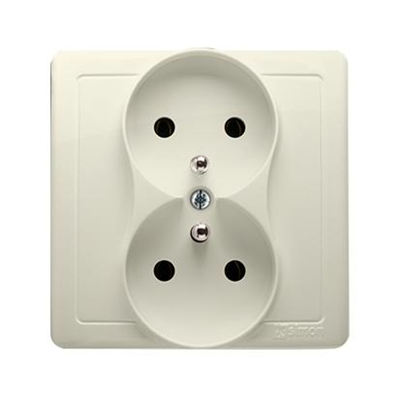 Double socket outlet with earthing complete 230V, beige