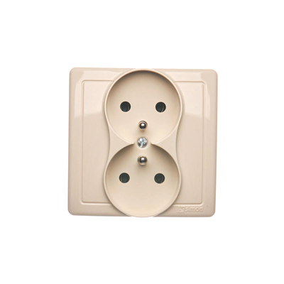Double socket outlet with earthing complete 230V, beige
