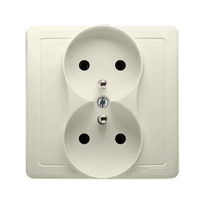 Double socket outlet with earthing complete 230V, beige