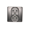 Double socket-outlet with earthing complete 230V, metallic stainless steel