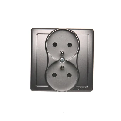Double socket-outlet with earthing complete 230V, metallic stainless steel
