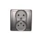 Double socket-outlet with earthing complete 230V, metallic stainless steel