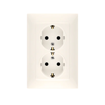 Double socket-outlet with earthing schko with shutters for current paths (module) 16A 230V cream