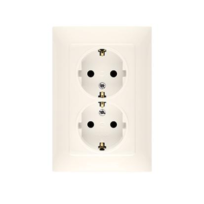 Double socket-outlet with earthing schko with shutters for current paths (module) 16A 230V cream