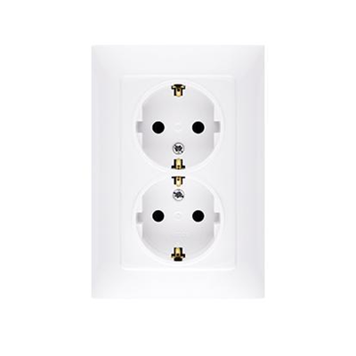 Double socket outlet with earthing schko with shutters for current paths (module) 16A 230V white