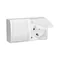 Double socket outlet with earthing Schuko, splash-proof IP54, with shutters for current paths, white