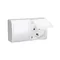 Double socket outlet with earthing Schuko, splash-proof IP54, with shutters for current paths, white