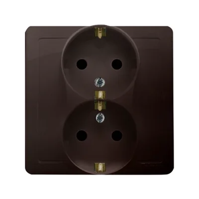Double socket-outlet with earthing Schuko type chocolate 16A