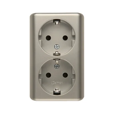 Double socket-outlet with earthing Schuko type with shutters for current paths 16A 230V gold quick connectors