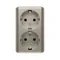Double socket-outlet with earthing Schuko type with shutters for current paths 16A 230V gold quick connectors