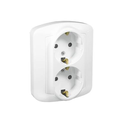 Double socket-outlet with earthing Schuko type with shutters for current paths 16A 230V white