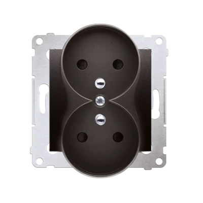 Double socket-outlet with earthing with shutters (module) 16A 250V anthracite (metallic)