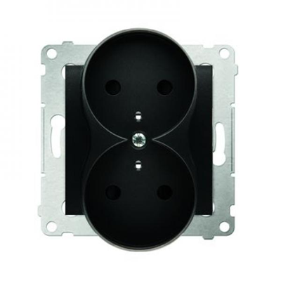 Double socket-outlet with earthing with shutters (module) 16A 250V anthracite (metallic)