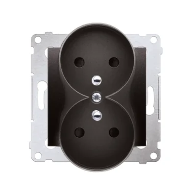 Double socket-outlet with earthing with shutters (module) 16A 250V anthracite (metallic)