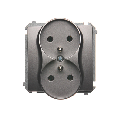 Double socket-outlet with grounding (module) 16A 230V inox (metallic)