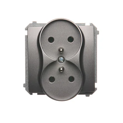 Double socket-outlet with grounding (module) 16A 230V inox (metallic)