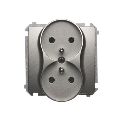Double socket outlet with grounding (module) 16A 230V satin (metallic)