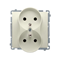 Double socket-outlet with grounding (module), 16A, 230V, screw terminals, beige