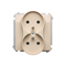 Double socket-outlet with grounding (module), 16A, 230V, screw terminals, beige