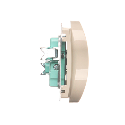 Double socket-outlet with grounding (module), 16A, 230V, screw terminals, beige