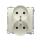 Double socket-outlet with grounding (module), 16A, 230V, screw terminals, beige