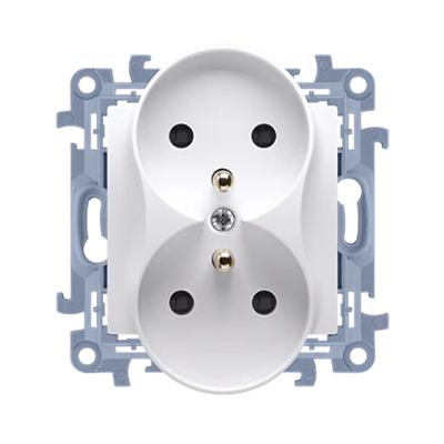 Double socket outlet with grounding (module) 16A 230V white