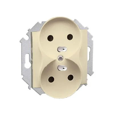 Double socket outlet with grounding (module) with shutters for current paths 16A 230V beige